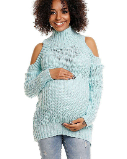 Stylish Peekaboo Shoulder Maternity Sweater: Comfort Meets Chic Fashion