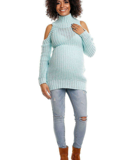 Stylish Peekaboo Shoulder Maternity Sweater: Comfort Meets Chic Fashion