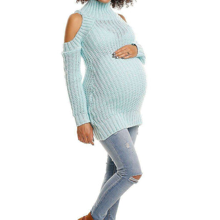 Stylish Peekaboo Shoulder Maternity Sweater: Comfort Meets Chic Fashion