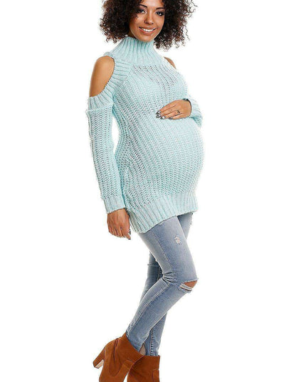 Stylish Peekaboo Shoulder Maternity Sweater: Comfort Meets Chic Fashion