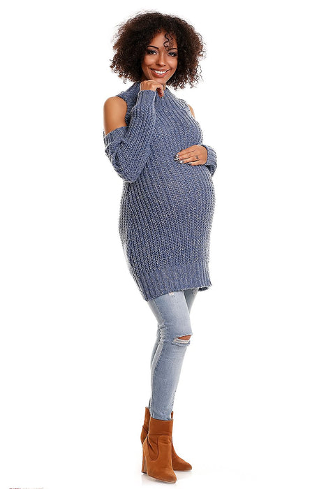 Fluffy Maternity Sweater with Peekaboo Shoulder Detail