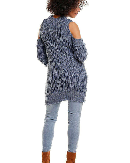 Trendy Open-Shoulder Maternity Sweater for Expecting Moms