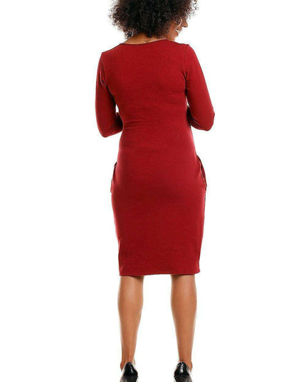 Stylish Knit Maternity Dress with Hidden Nursing Access and Practical Pockets
