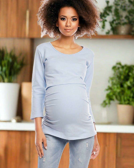 Chic Nursing-Friendly Maternity Tunic with Hidden Features