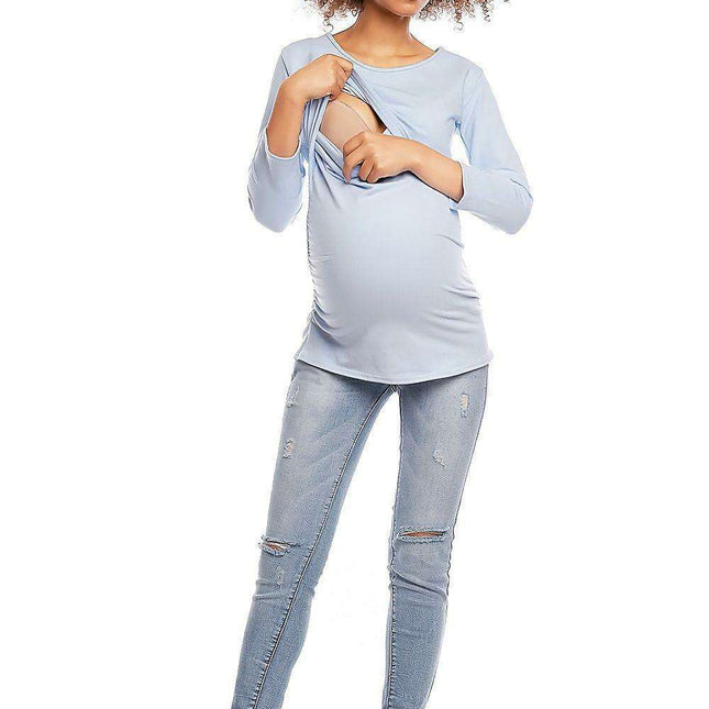 Chic Nursing-Friendly Maternity Tunic with Hidden Features