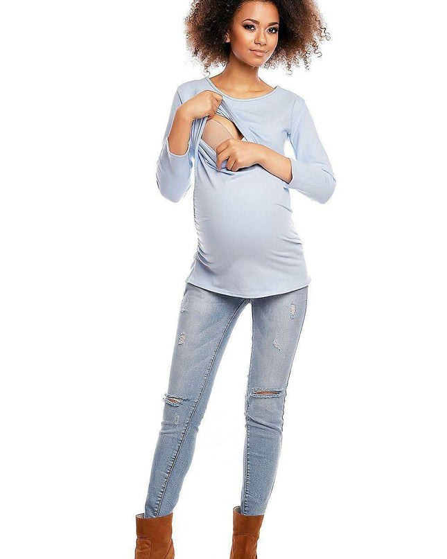Chic Nursing-Friendly Maternity Tunic with Hidden Features