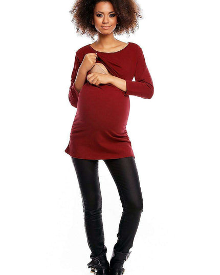 Stylish Maternity and Nursing Tunic with Discreet Pleats
