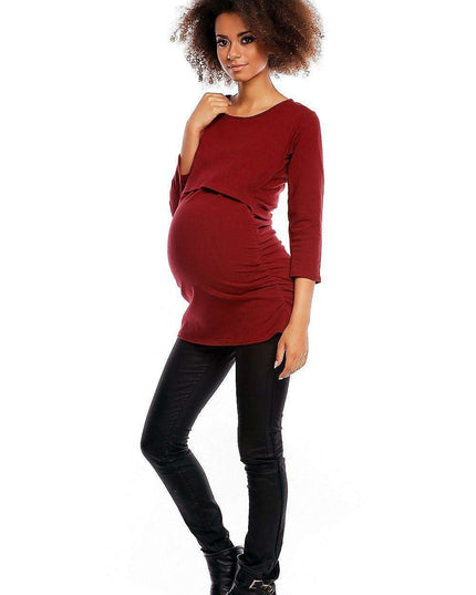 Stylish Maternity and Nursing Tunic with Discreet Pleats