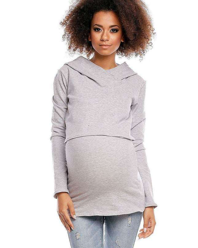 Chic Sporty Maternity Hoodie with Hidden Nursing Feature