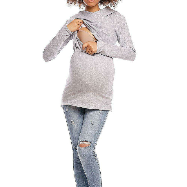 Chic Sporty Maternity Hoodie with Hidden Nursing Feature
