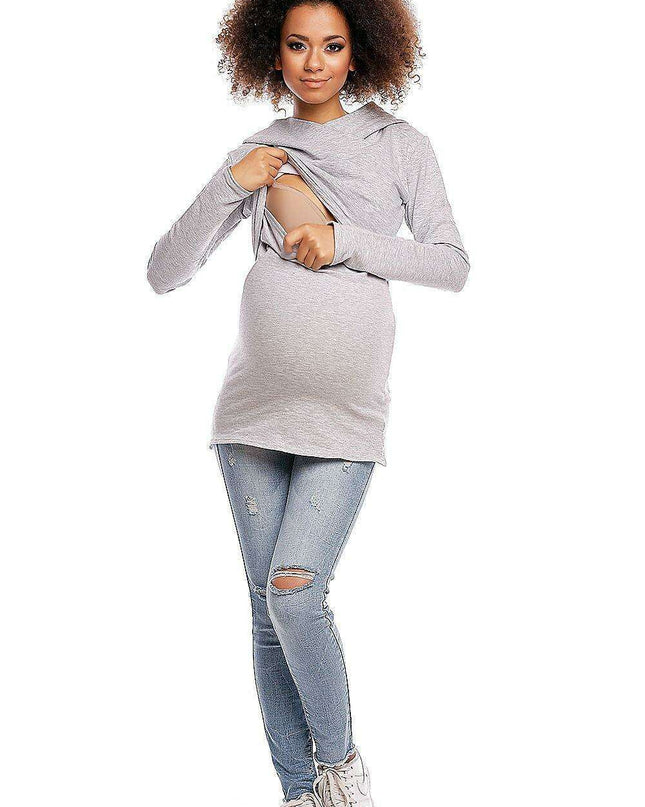 Chic Sporty Maternity Hoodie with Hidden Nursing Feature