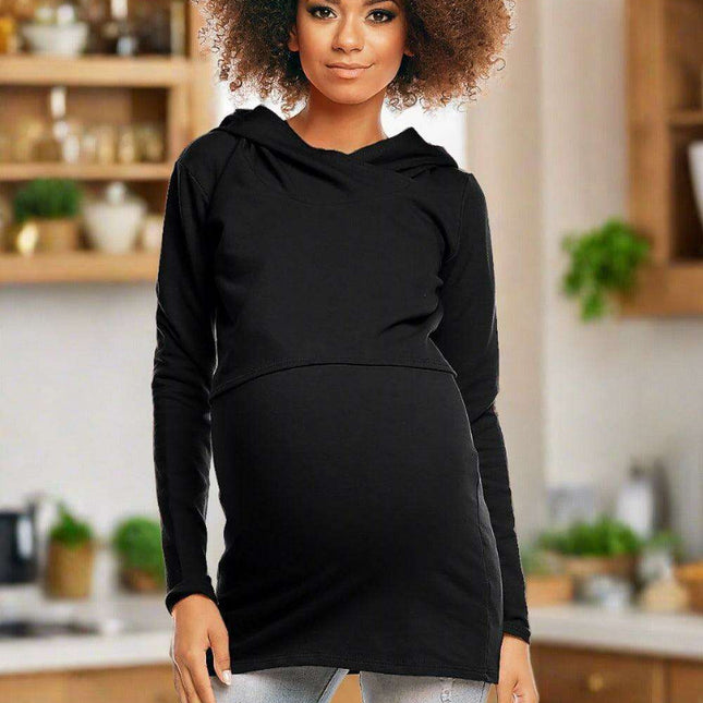Comfortable Nursing-Friendly Maternity Hoodie with Stylish Bump Accommodation