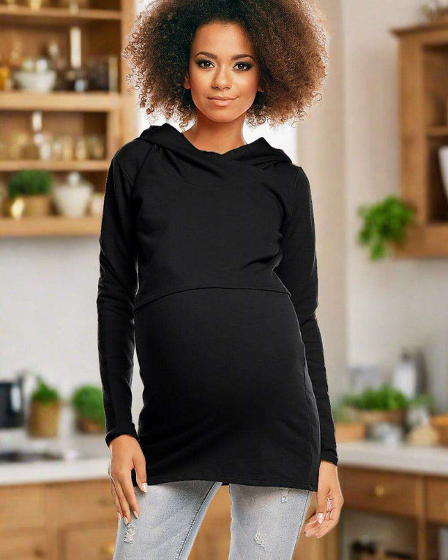 Comfortable Nursing-Friendly Maternity Hoodie with Stylish Bump Accommodation