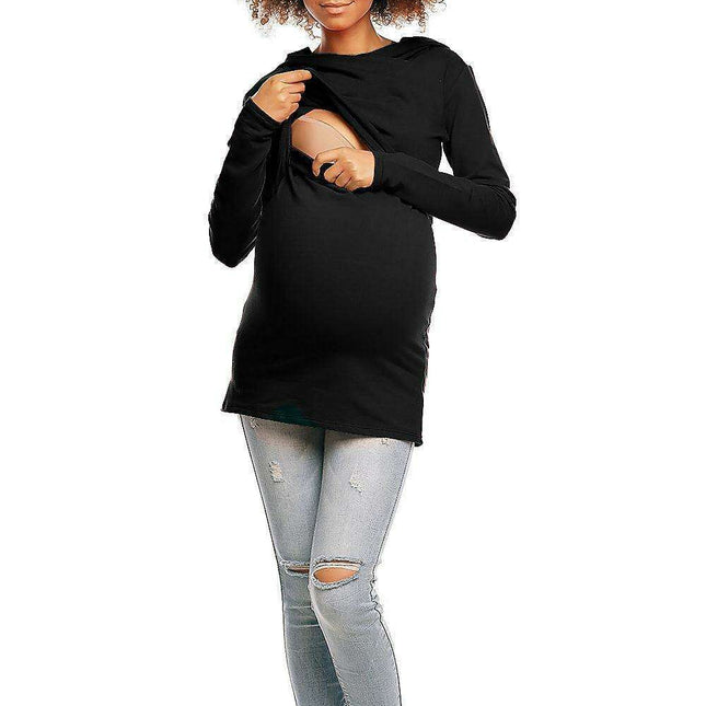 Comfortable Nursing-Friendly Maternity Hoodie with Stylish Bump Accommodation
