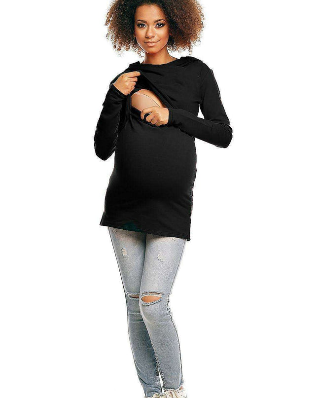 Comfortable Nursing-Friendly Maternity Hoodie with Stylish Bump Accommodation