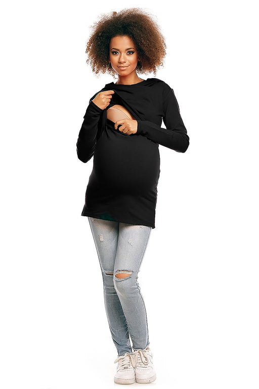 Pregnancy Comfort Maternity Hoodie with Hidden Nursing Layer