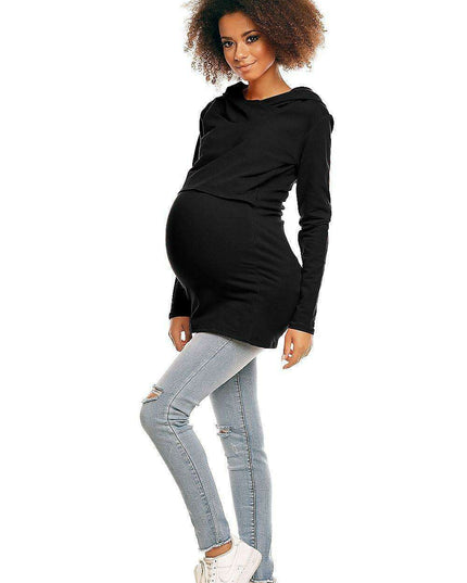 Comfortable Nursing-Friendly Maternity Hoodie with Stylish Bump Accommodation