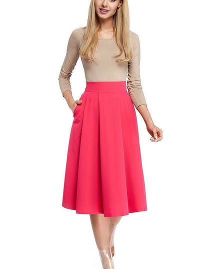 Elegant Knee-Length Skirt with Functional Side Pockets for Effortless Style