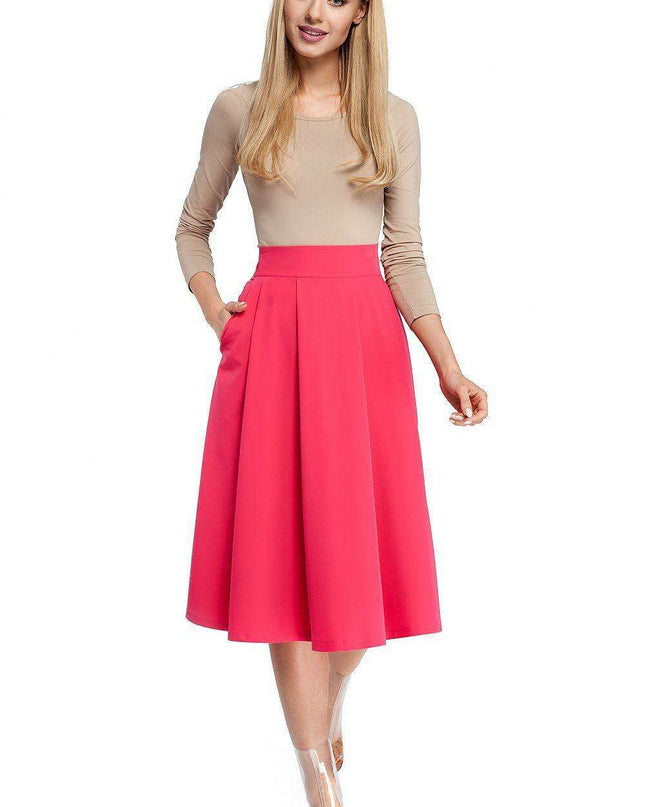 Elegant Knee-Length Skirt with Functional Side Pockets for Effortless Style