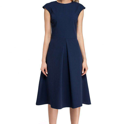 Chic Midi Dress with Unique Pleated A-Line Skirt