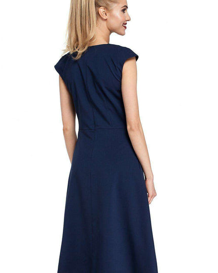 Chic Midi Dress with Unique Pleated A-Line Skirt