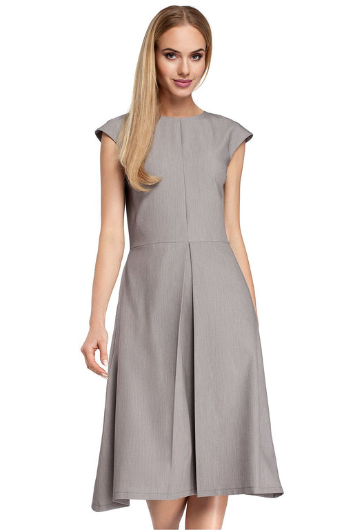 Professional Midi Dress with Pleated Skirt - Elegant Daywear