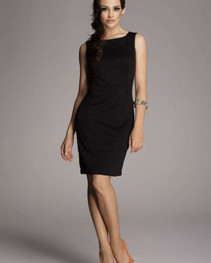 Chic Black Evening Cocktail Dress - Luxurious Viscose-Polyester Blend