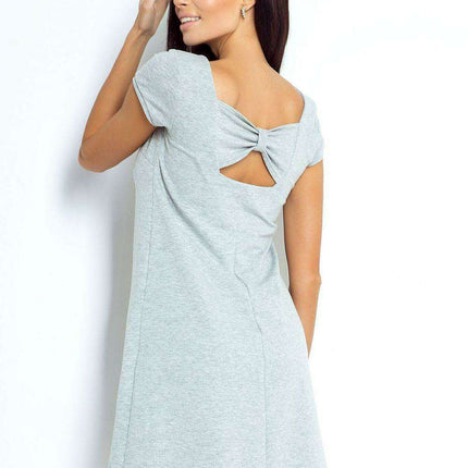 Elegant Cotton Trapeze Dress With Bow Back For Summer