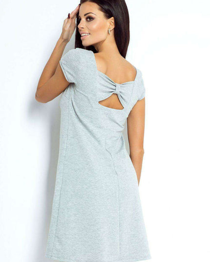 Elegant Cotton Trapeze Dress With Bow Back For Summer