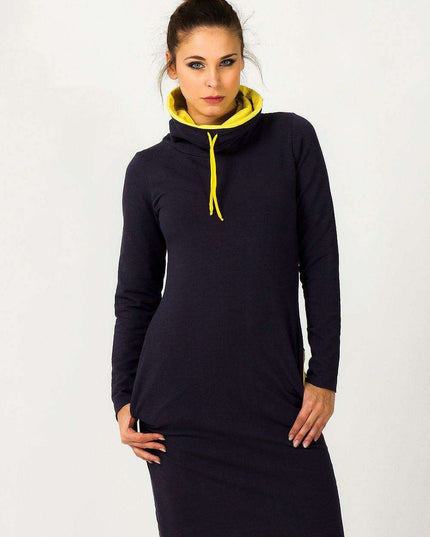 Sporty Chic Knit Daydress with Adjustable Sleeve Length