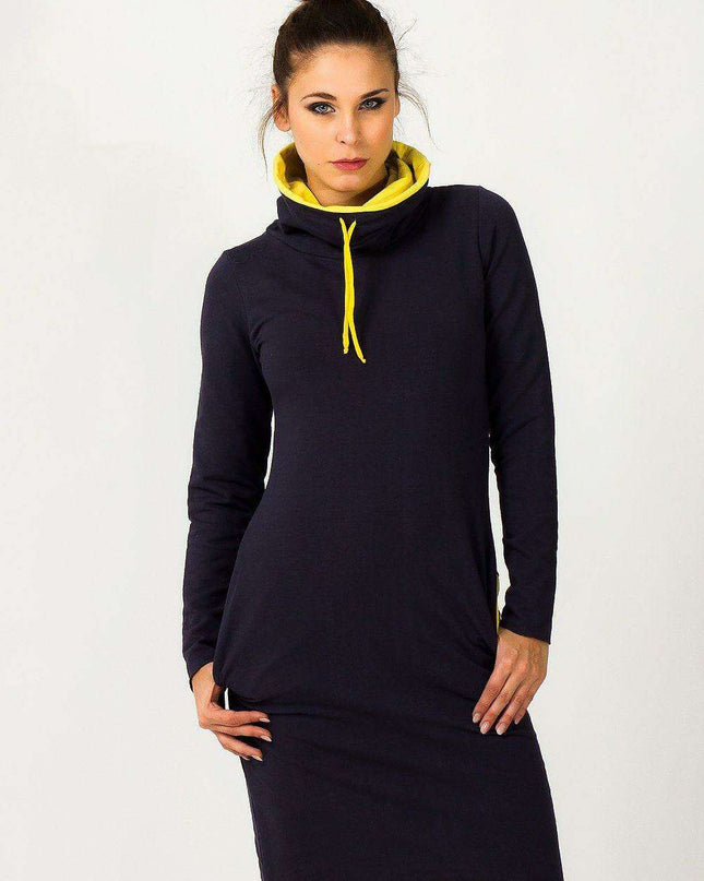 Sporty Chic Knit Daydress with Adjustable Sleeve Length