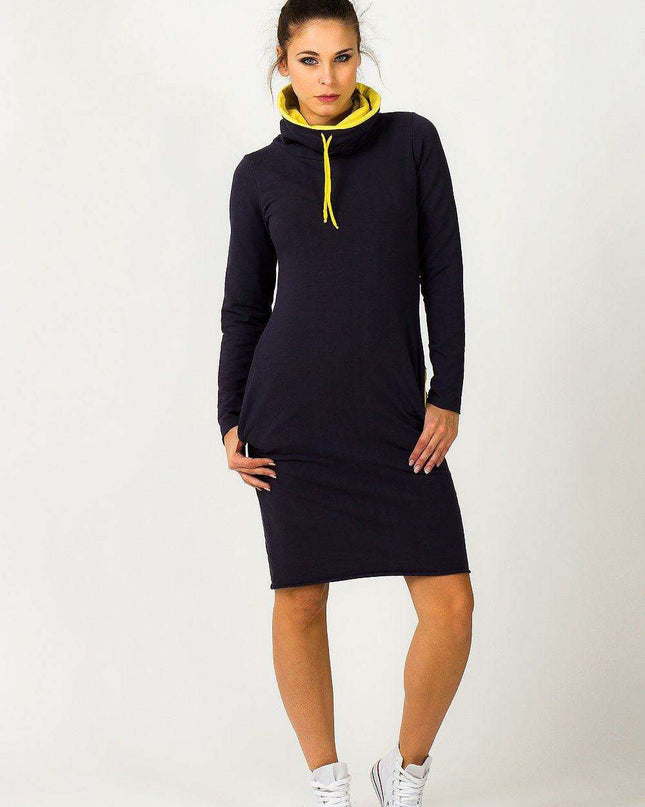 Sporty Chic Knit Daydress with Adjustable Sleeve Length