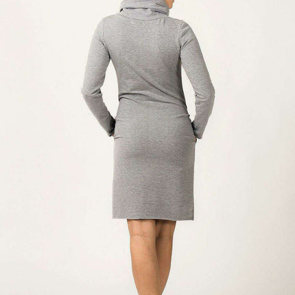 Sporty Chic Adjustable Sweatshirt Dress with Pockets and Versatile Neckline