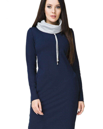 Chic Colorful Knit Dress with Functional Side Pockets and Customizable Sleeves