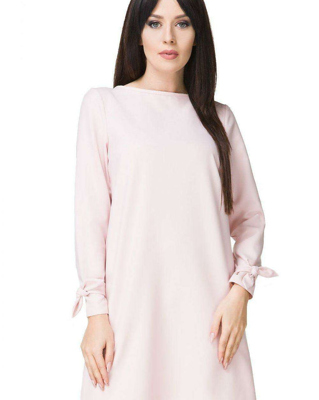 Elegant Eyelet Trapeze Mini Dress - Tessita Model 93580