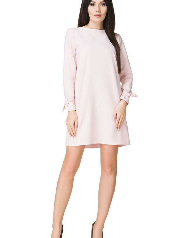 Elegant Eyelet Trapeze Mini Dress - Tessita Model 93580