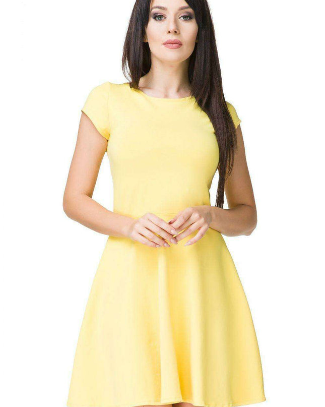 Elegant Flared Cotton Day Dress with Stylish Boat Neckline - Ideal for Spring/Summer
