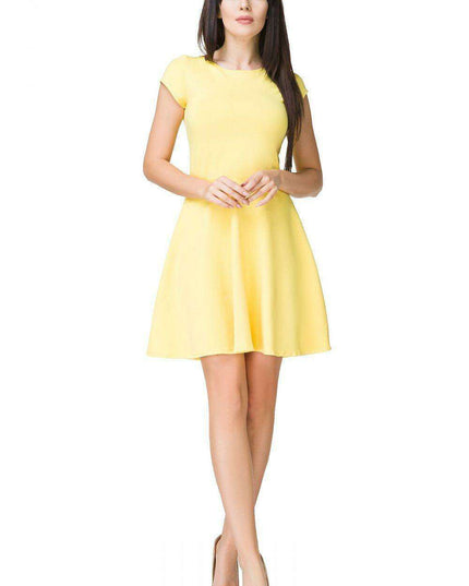 Elegant Flared Cotton Day Dress with Stylish Boat Neckline - Ideal for Spring/Summer