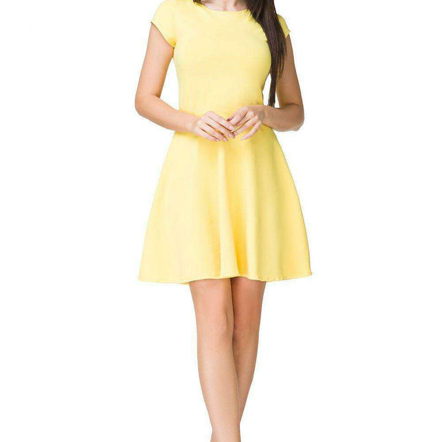 Elegant Flared Cotton Day Dress with Stylish Boat Neckline - Ideal for Spring/Summer