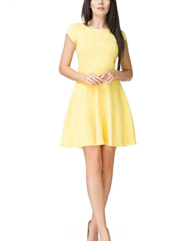 Elegant Flared Cotton Day Dress with Stylish Boat Neckline - Ideal for Spring/Summer