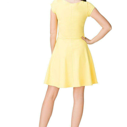 Elegant Flared Cotton Day Dress with Stylish Boat Neckline - Ideal for Spring/Summer
