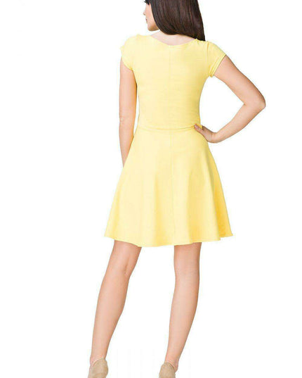 Elegant Flared Cotton Day Dress with Stylish Boat Neckline - Ideal for Spring/Summer
