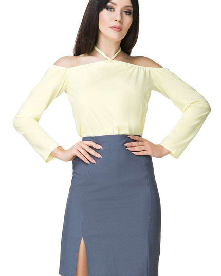 Chic Neck-Tie Blouse with Comfortable Stretch Band - Style 93607