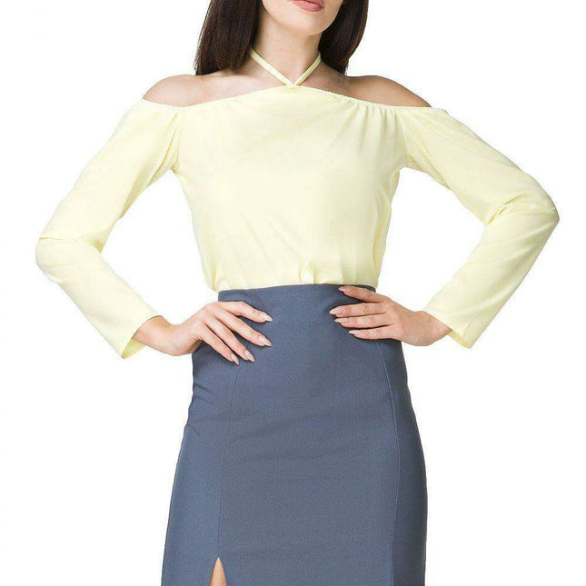 Chic Neck-Tie Blouse with Comfortable Stretch Band - Style 93607