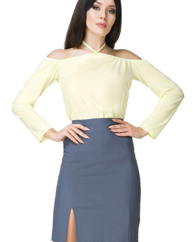 Chic Neck-Tie Blouse with Comfortable Stretch Band - Style 93607