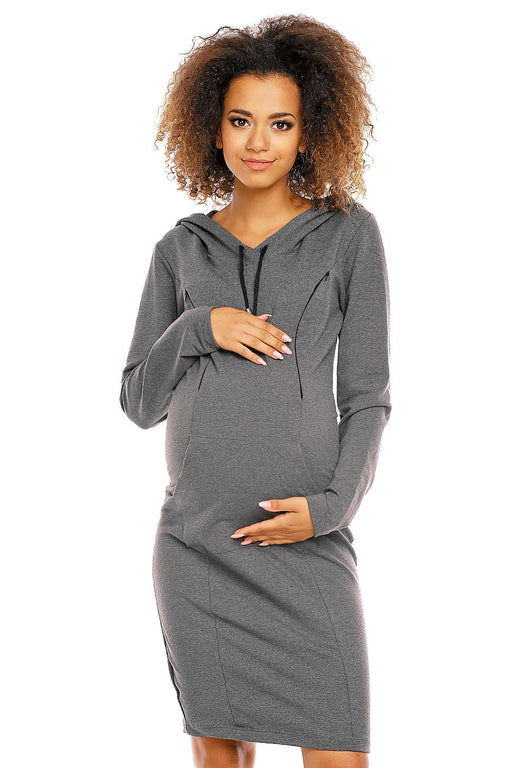 Ultimate Cozy Hooded Maternity and Nursing Dress with Convenient Zippers