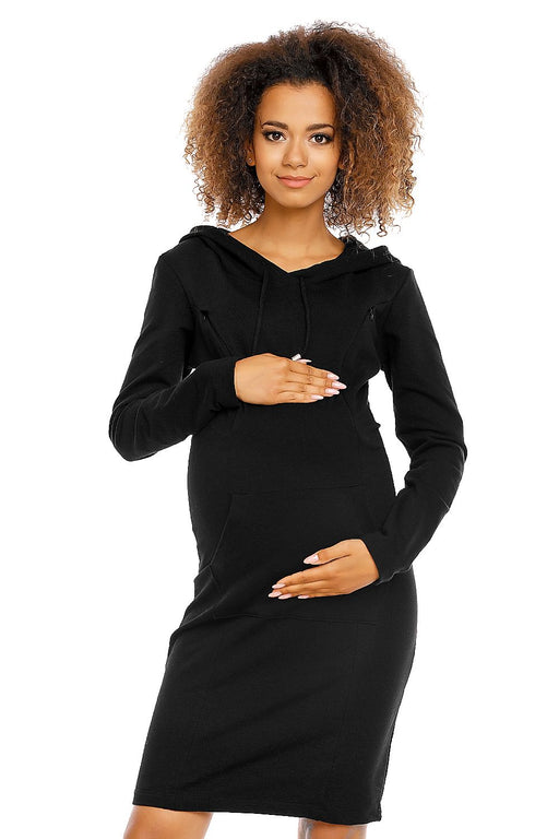 Cozy Cotton Nursing Hoodie Dress for Stylish Maternity and Breastfeeding