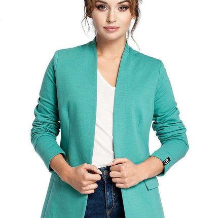 Elegant Collared Knit Jacket by BeWear