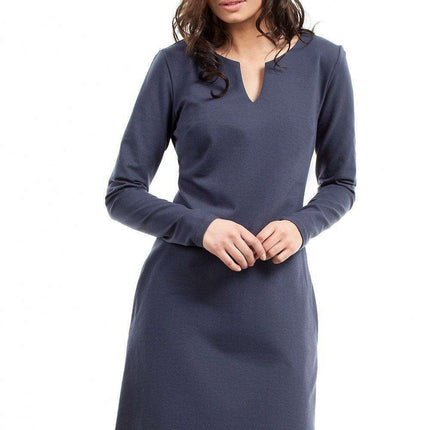Daytime Elegance Split-Neck Dress