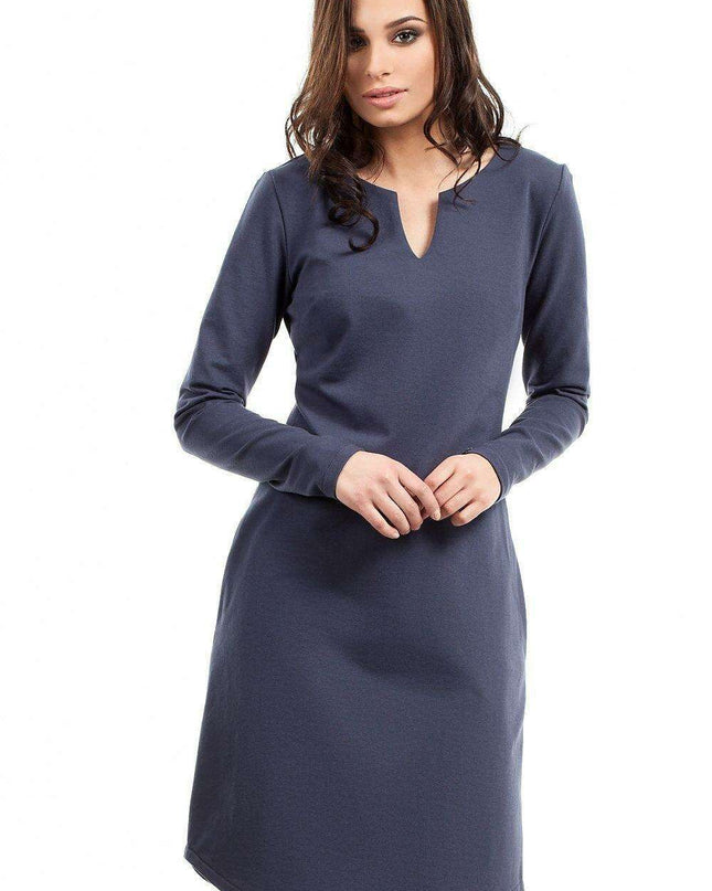 Daytime Elegance Split-Neck Dress